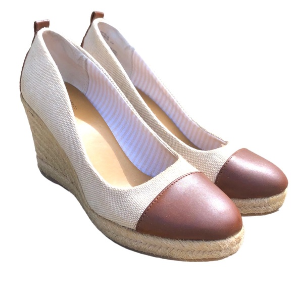 GH Bass Womens Kaitlyn Espadrille Wedge Heel Sz 8.5 M Ivory/Brown Shoes - Picture 8 of 15